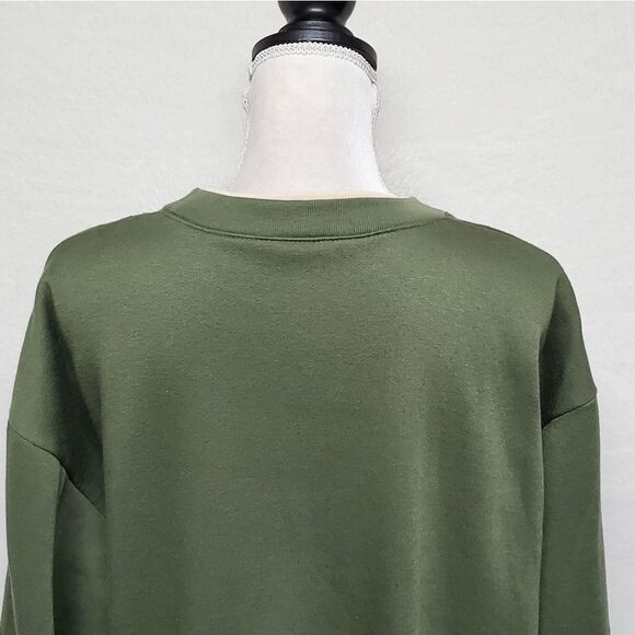 Vintage 90s Basic Editions Olive Green Teddy Bear Floral Fleece Lined Sweatshirt - Picture 9 of 11